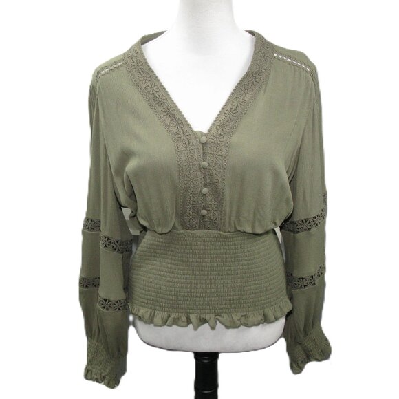 Scarlet Darkness Tops - NWOT SCARLET DARKNESS Cinch Waist Lace Detail Blouse Size XL